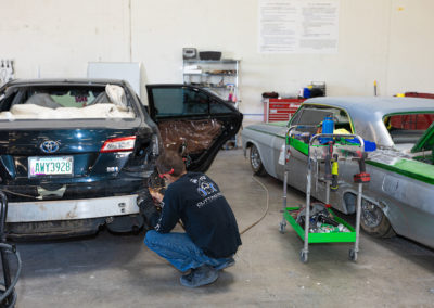 Auto body restoration project on a Toyota