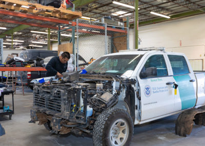 A U.S. Customs and Border Protection fleet vehicle maintenance