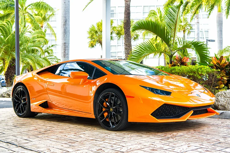 Orange Lamborghini Aventador with Clear Coat Paint